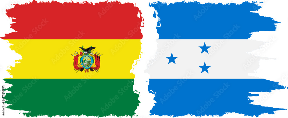 Obraz premium Honduras and Bolivia grunge flags connection, vector