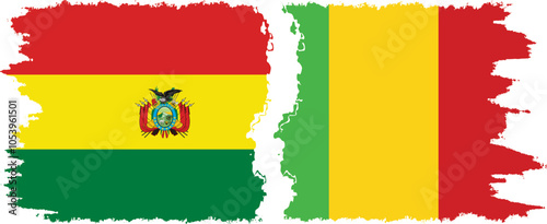 Free Download Mali and Bolivia grunge flags connection, vector - GFXLoad