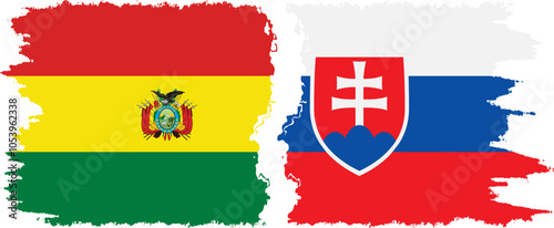 Photography Slovakia and Bolivia grunge flags connection, vector