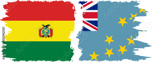 Free Download Tuvalu and Bolivia grunge flags connection, vector - GFXLoad