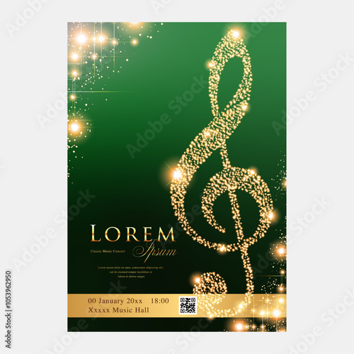 Concert poster with glowing treble clef