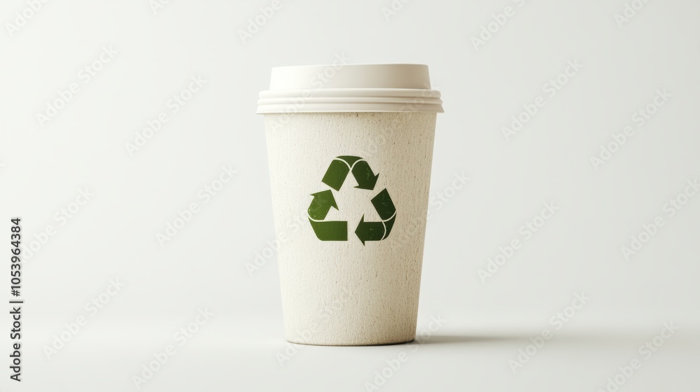 Eco-friendly coffee cup with recycling symbol, promoting sustainable choices and environmentally conscious lifestyle for green living and better planet. Eco-friendly coffee cup with recycling symbol, promoting sustainable choices and environmentally conscious lifestyle for green living and better planet.