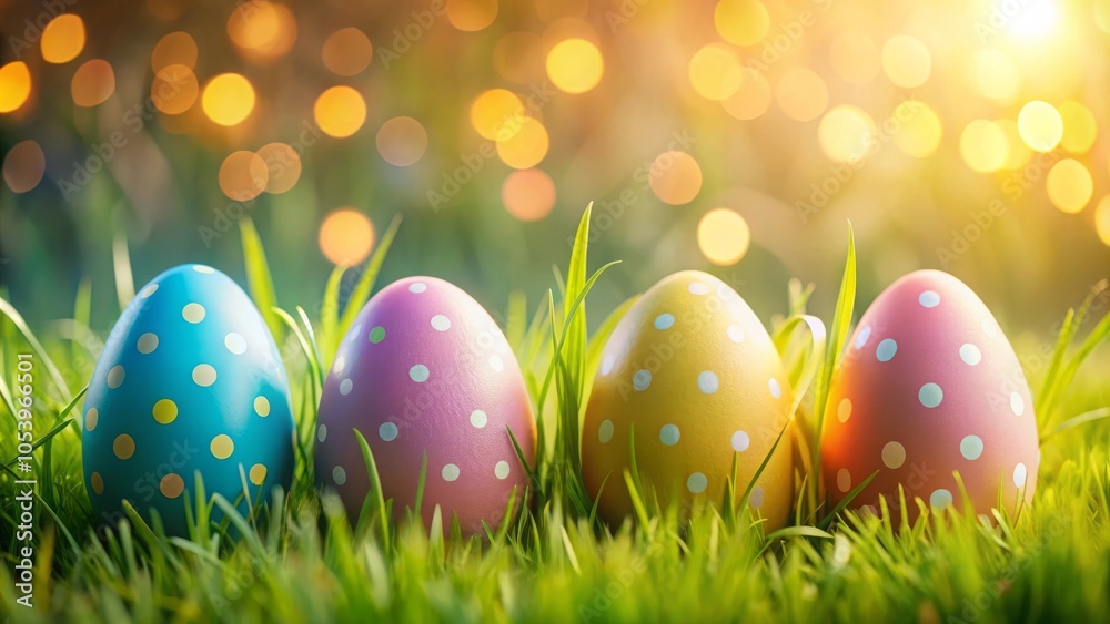 Colorful Easter eggs in green spring grass Colorful Easter eggs in green spring grass