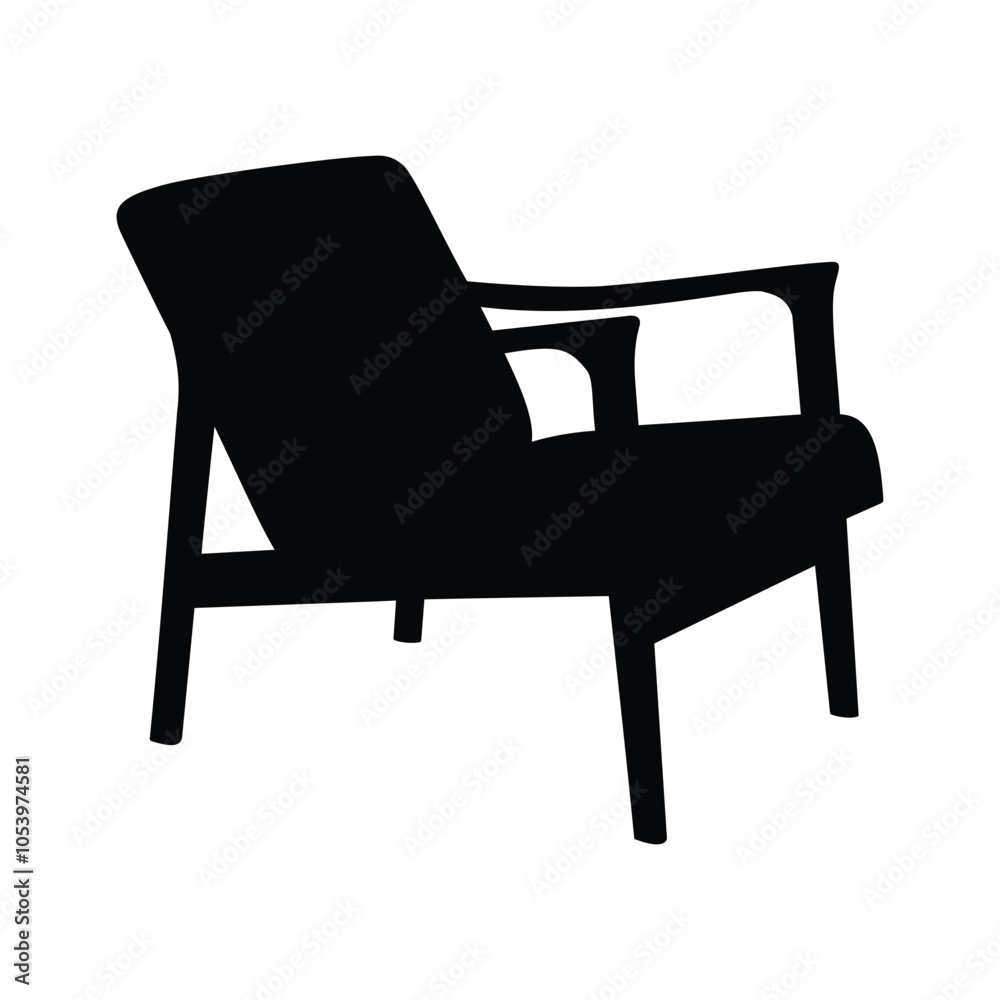 Mid-Century Retro Lounge Chair silhouette vector illustration Mid-Century Retro Lounge Chair silhouette vector illustration