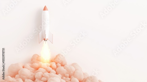 Missile in Mid-Flight with Flames and Smoke