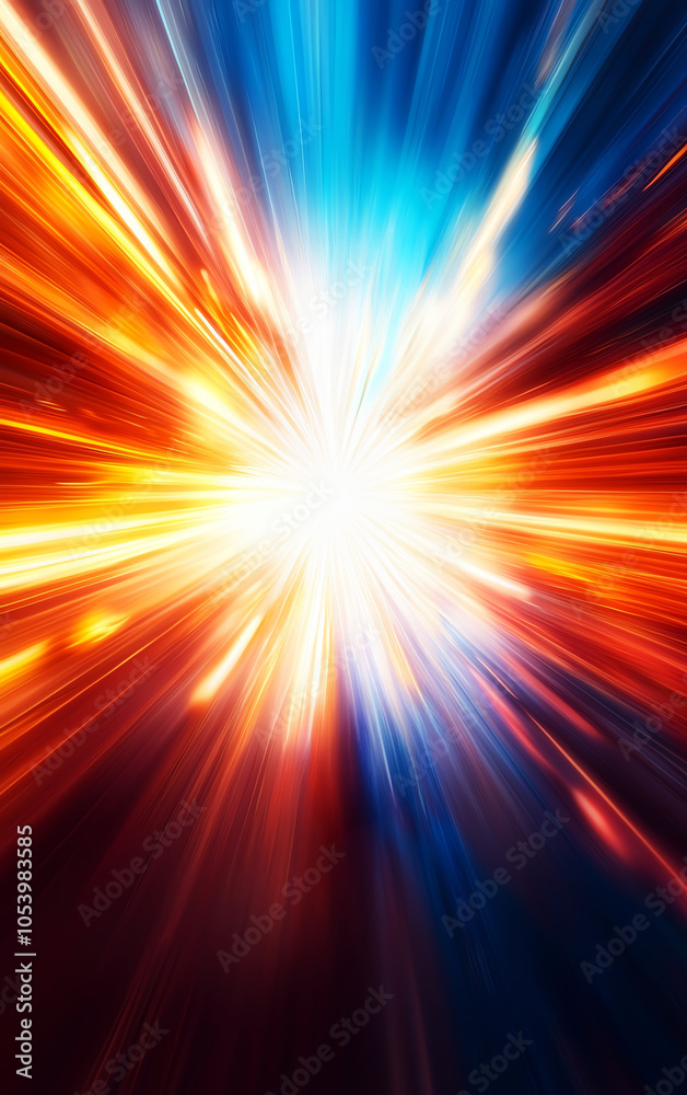 Obraz premium Dynamic burst of light with vibrant colors creating an energetic, abstract background effect.