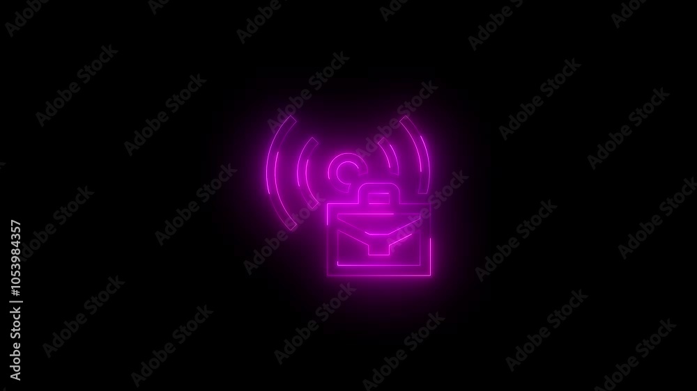 Neon streaming enterprise icon glowing black background animation Neon streaming enterprise icon glowing black background animation