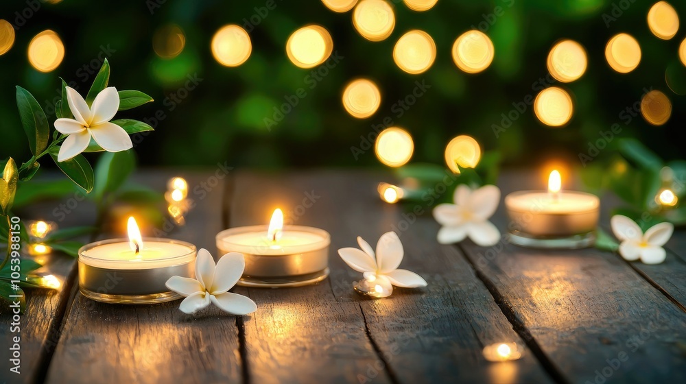 Serene Spa Setting with Soft Candle Lighting Serene Spa Setting with Soft Candle Lighting