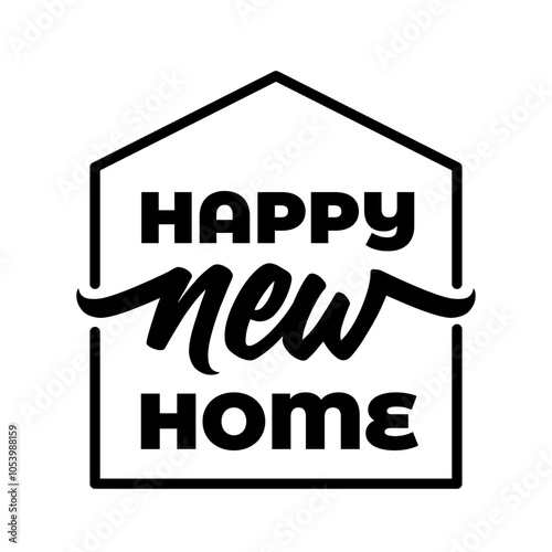 Happy new home congratulations message, new homeowner move-in greeting design.