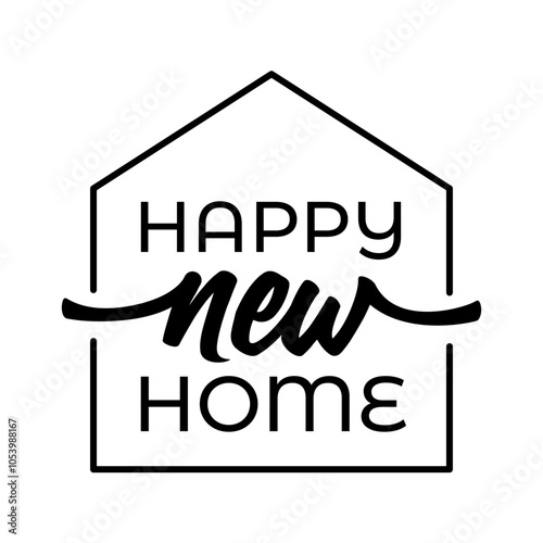 Happy new home congratulations message, new homeowner move-in greeting design.