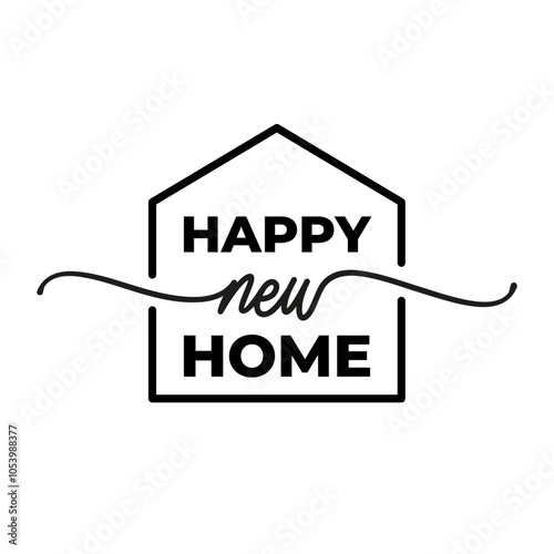 Happy new home congratulations message, new homeowner move-in greeting design.