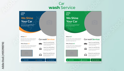 Vehicle Washing Service Car wash cleaning flyer poster and car wash service flyer template with a banner vector layout design