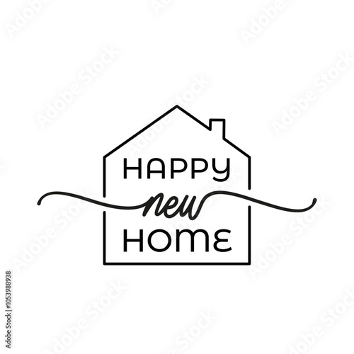 Happy new home congratulations message, new homeowner move-in greeting design.