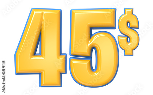 Number Percent Blue With Yellow 3D Render