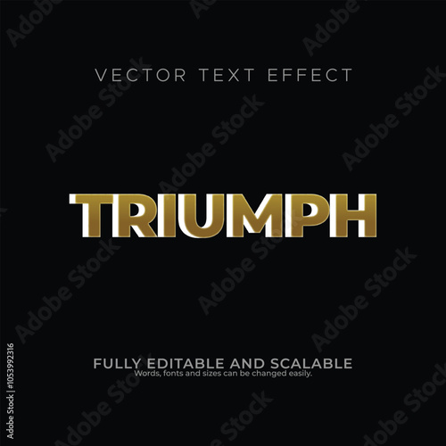 vector editable TRIUMPH  text effect design on black background