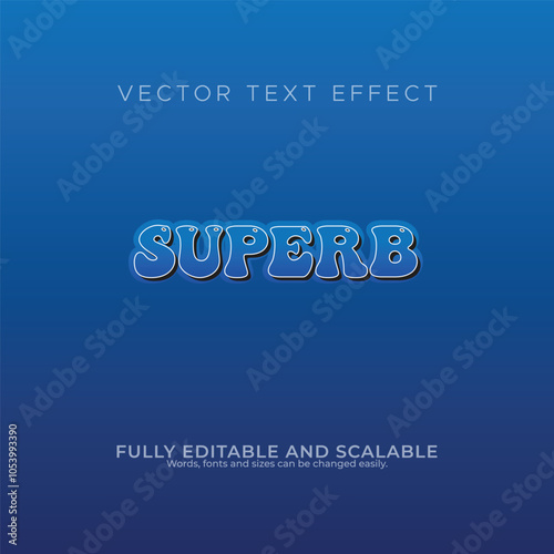 vector editable SUPERB text effect design on blue background