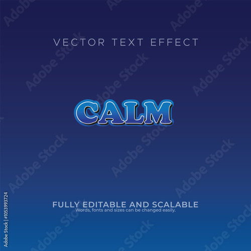 vector editable CALM  text effect design on blue background