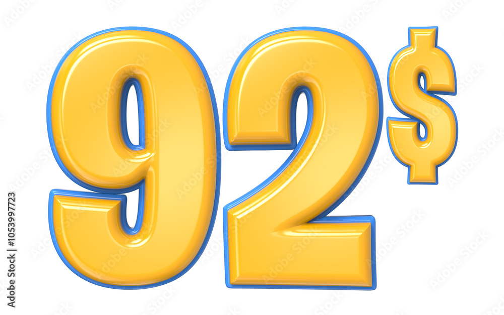 Number Percent Blue With Yellow 3D Render Number Percent Blue With Yellow 3D Render
