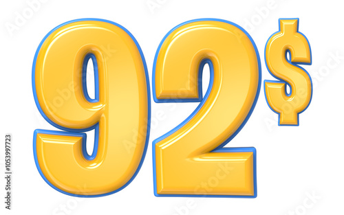 Number Percent Blue With Yellow 3D Render