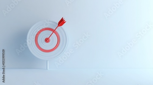 A target board with an arrow in the center with copyspace, target achived photo