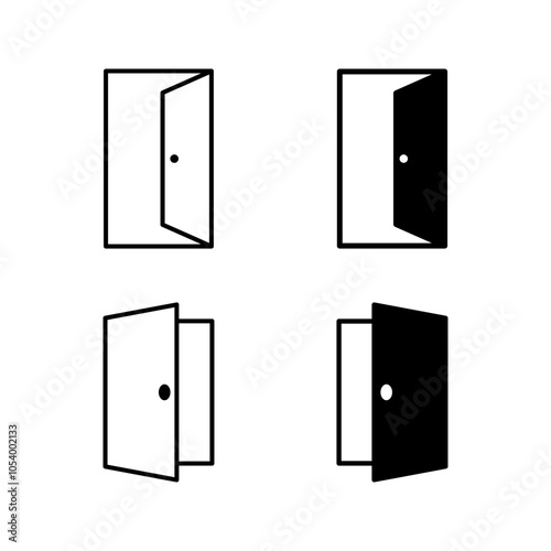 Door icon set for mobile concept and web design color editable photo