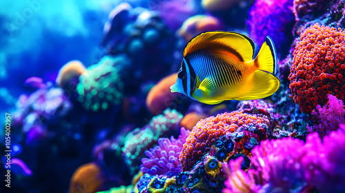 The Energetic Dance of the Raccoon Butterflyfish in a Kaleidoscopic Coral Garden