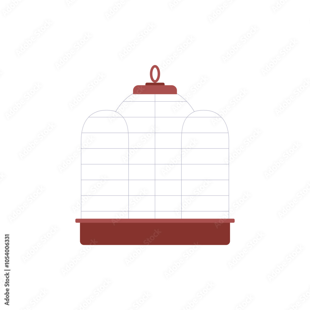 Obraz premium Vector illustration of bird cage with iron bars in flat cartoon style.