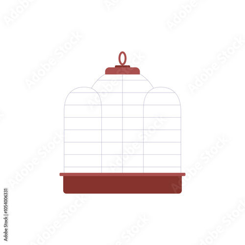 Vector illustration of bird cage with iron bars in flat cartoon style.
