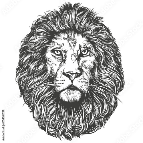 animal lion, king of beasts, hand drawn vector illustration sketch