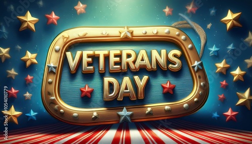  3d Veterans day sign