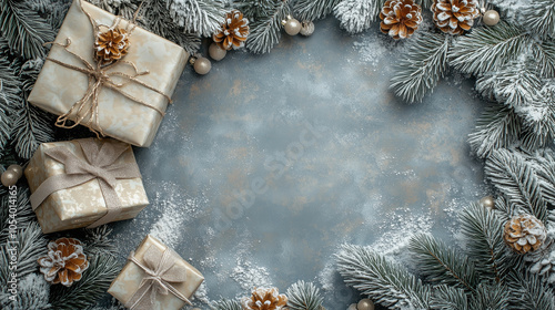 Wallpaper for christmas with gifts and christmas decoration
