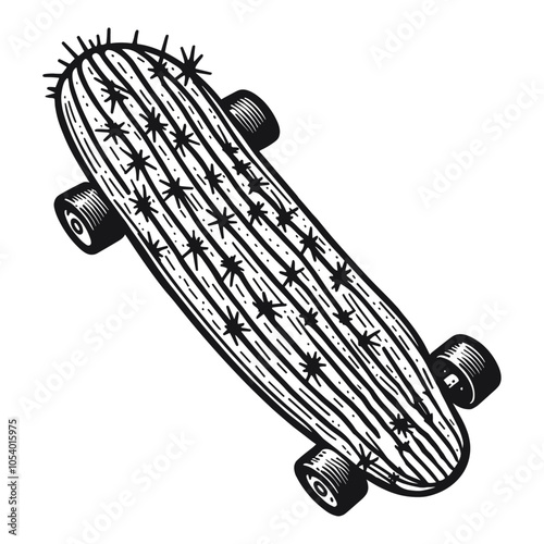 cactus skateboard funny sketch