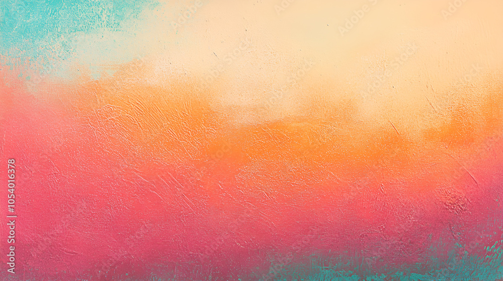 Fototapeta premium Tropical Grainy Gradient with Pink, Orange, and Turquoise Background