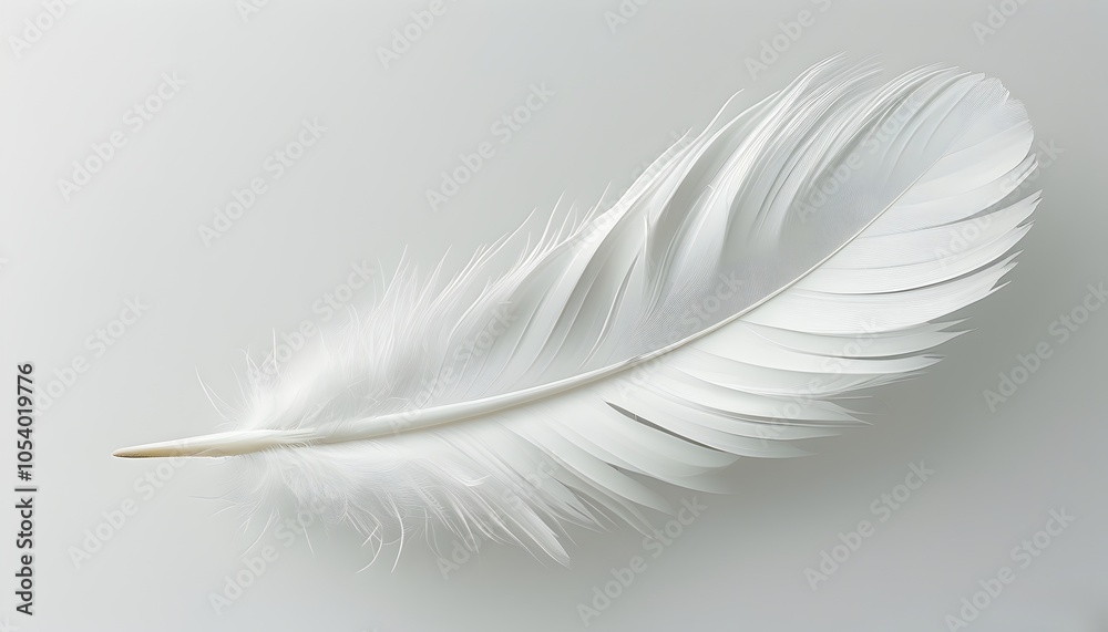 Fototapeta premium isolated white feather in close-up graphic design resource on plain white background