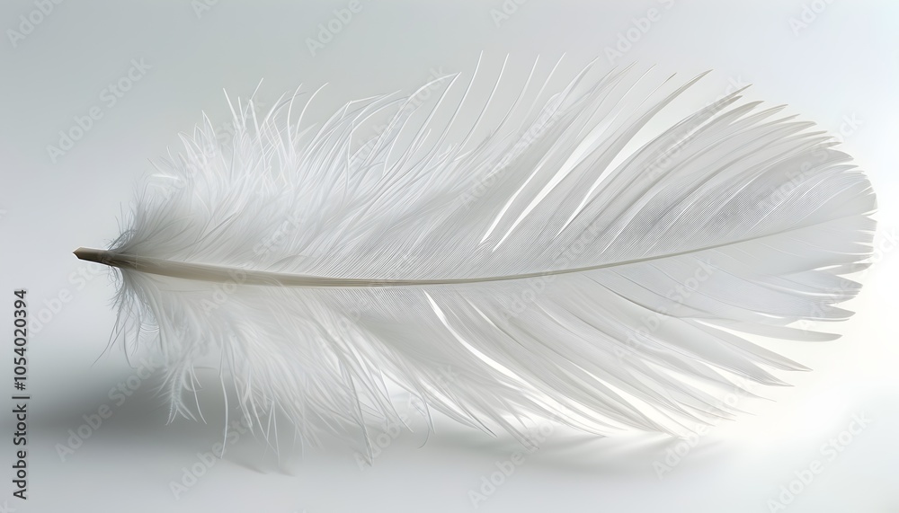 Obraz premium close-up of white feather isolated on white background perfect for digital resources