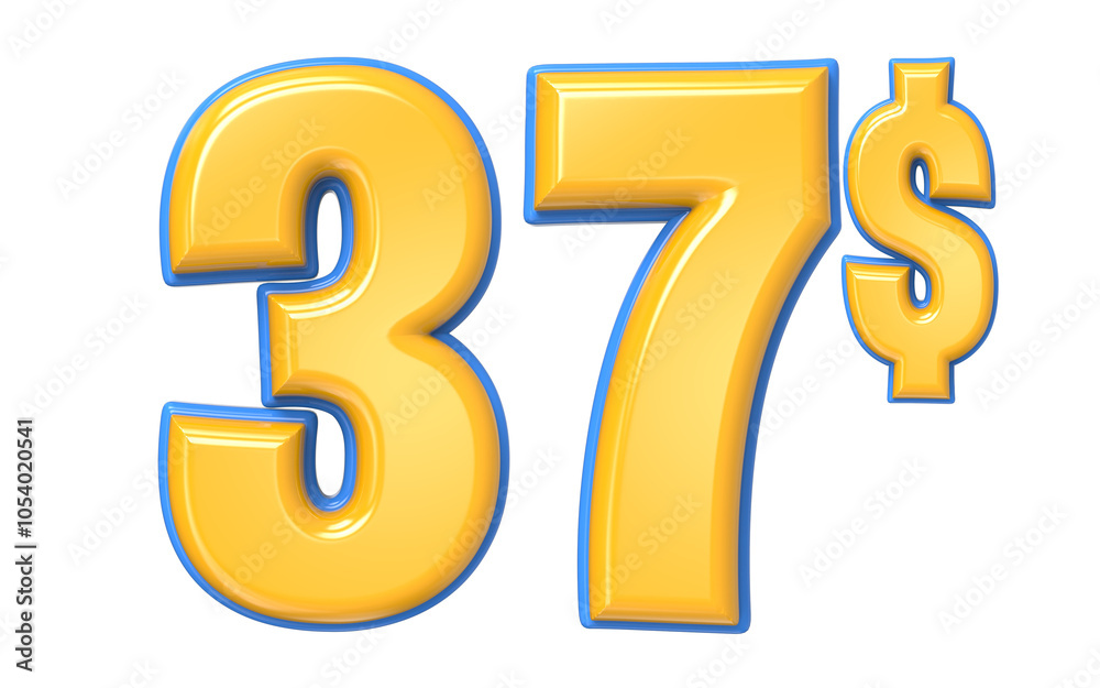 Number Percent Blue With Yellow 3D Render Number Percent Blue With Yellow 3D Render