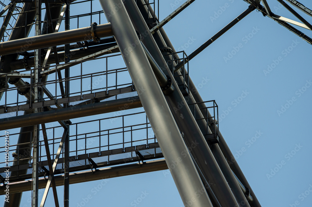 Metal structure made of welded beams and pipes. Metal structure made of welded beams and pipes.