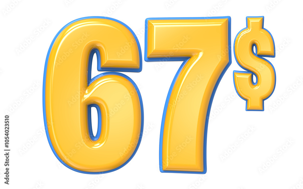 Blue And Yellow Number 3D Render Blue And Yellow Number 3D Render