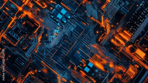 Wallpaper Mural Futuristic Circuit Board Server with Code Processing and Bokeh Lights Torontodigital.ca