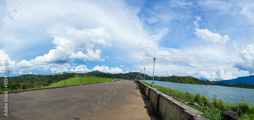 A beautiful panoramic scenery from the Banasura sagar dam in Western Ghats, Wayanad, Kerala. It is the second largest earthern dam in Asia.