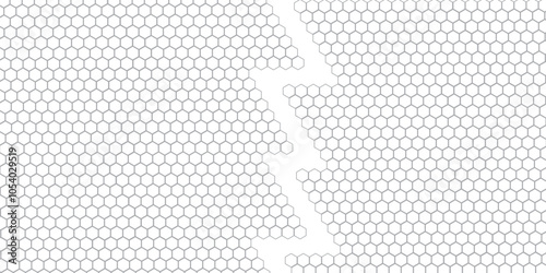 Vector geometric seamless texture symbol. Hexagon, bees hive cells pattern. Bee honey shapes. Abstract pattern with hexagonal white and gray technology line paper background.   Stylish grid texture. 