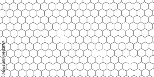 Vector geometric seamless texture symbol. Hexagon, bees hive cells pattern. Bee honey shapes. Abstract pattern with hexagonal white and gray technology line paper background.   Stylish grid texture. 