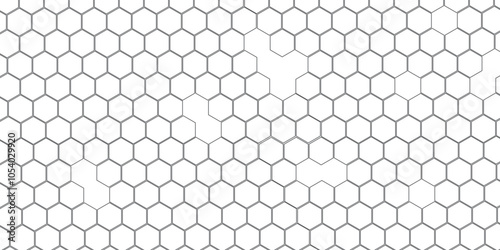 Vector geometric seamless texture symbol. Hexagon, bees hive cells pattern. Bee honey shapes. Abstract pattern with hexagonal white and gray technology line paper background.   Stylish grid texture. 