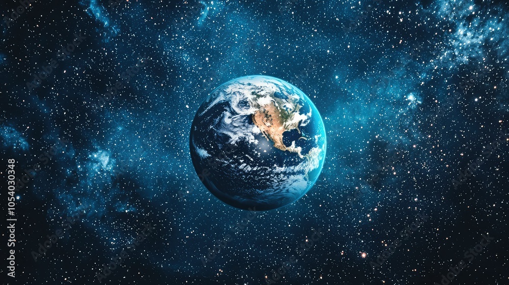 Naklejka premium Serene Planet Rotating Slowly in Dark Space