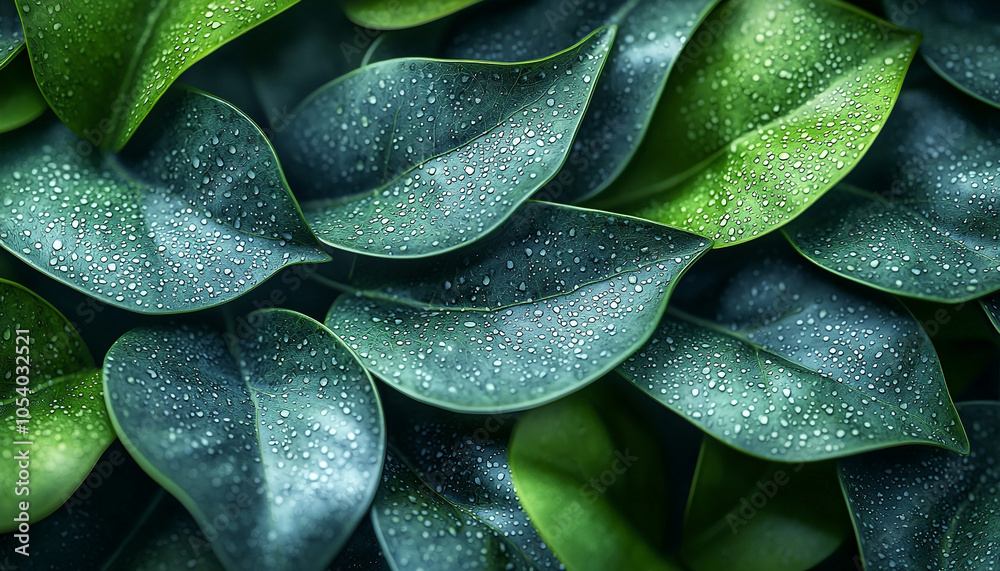 Obraz premium Green leaf drop, wet dew, beauty in nature generated by AI