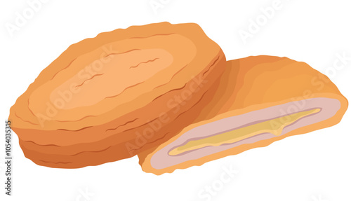 Chicken Cordon Bleu with Cheese Appetizer Food Illustration Isolated on White Background