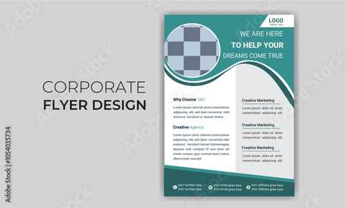 Creative modern clean professional corporate flyer design template with multiple color variations.