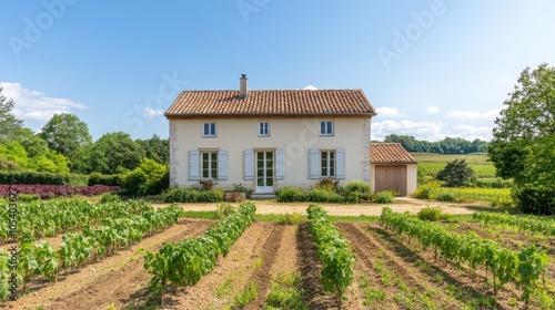 Wallpaper Mural Serene Farmhouse in the Countryside with Nearby Barn Torontodigital.ca