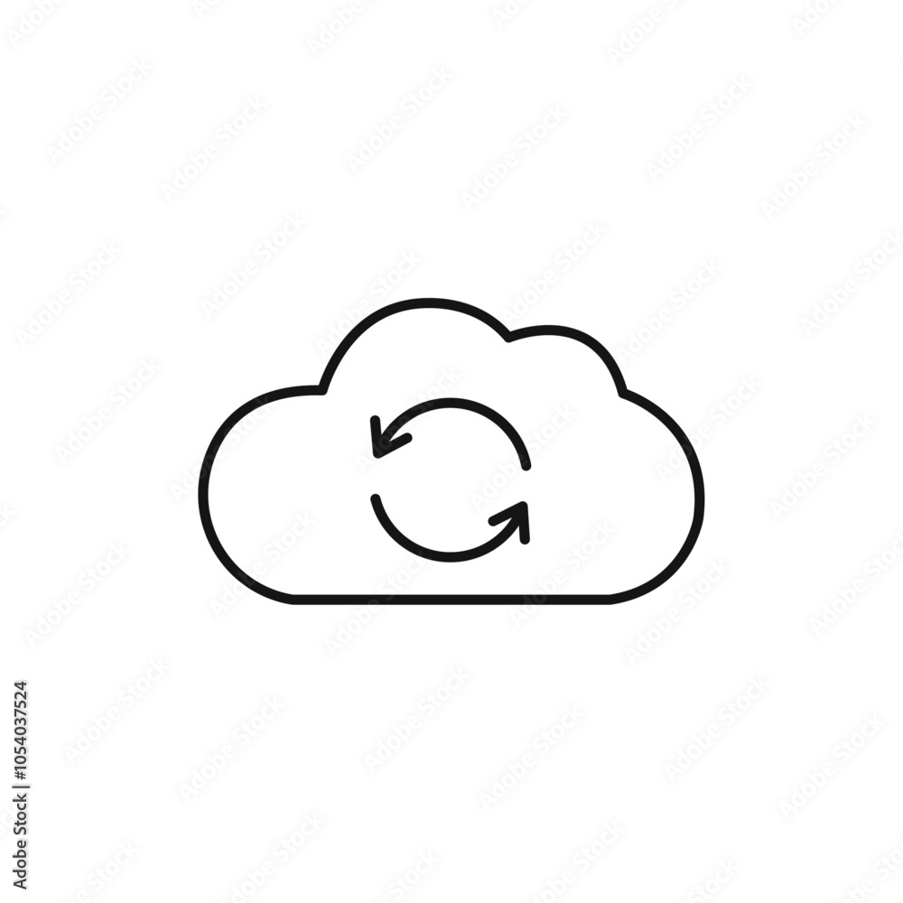 Cloud sync icon outline collection or set in black and white Cloud sync icon outline collection or set in black and white