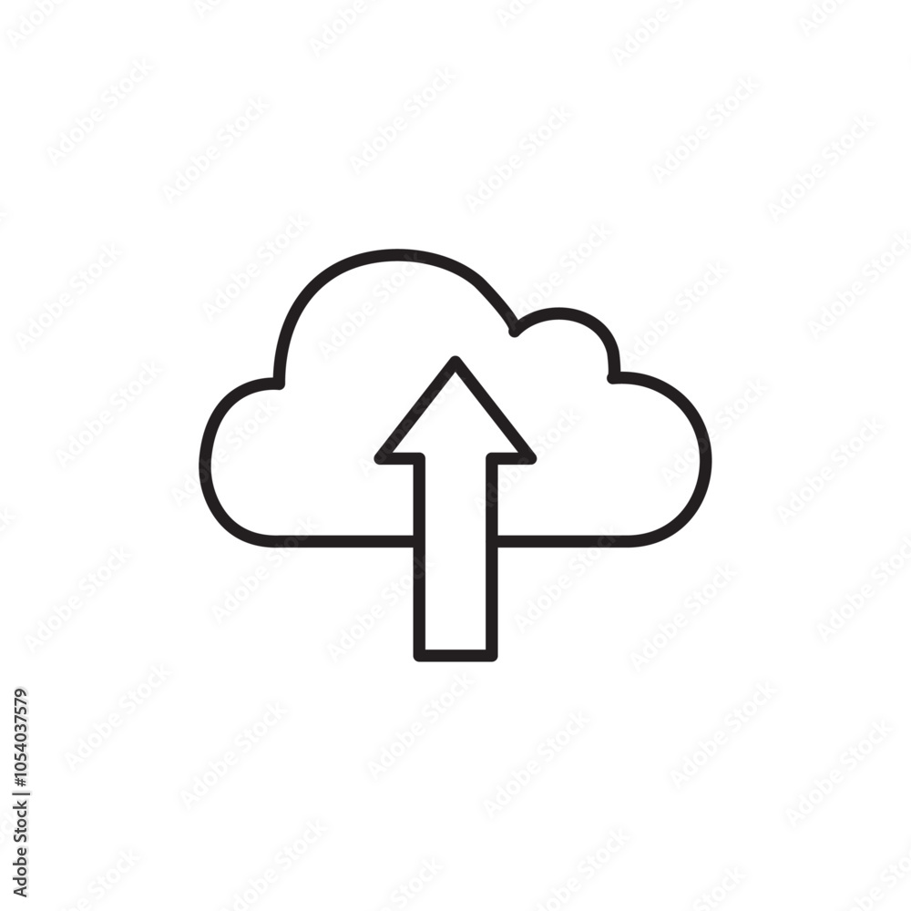 Cloud upload icon outline collection or set in black and white